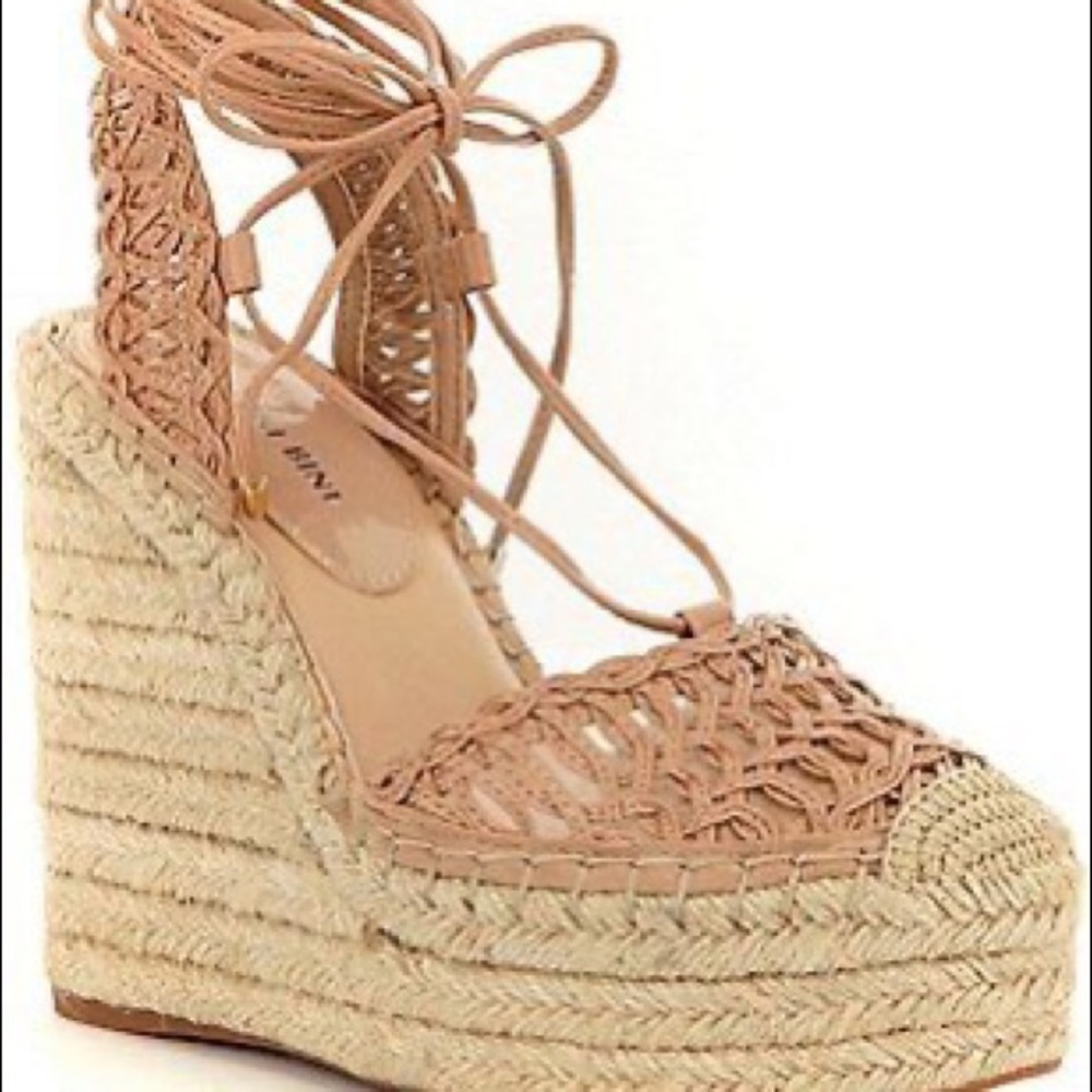 Gianni Bini Masena Lace Up Espadrille Wedge Sz 7
